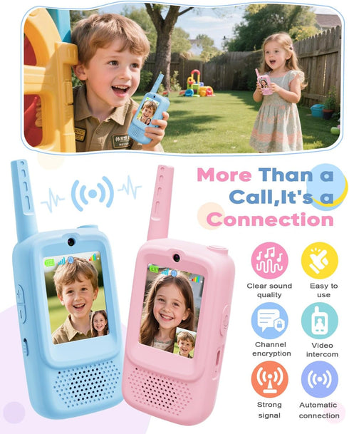Anchioo 2 Pack 4 3-12 2 Video Walkie Talkies for Kids, Rechargeable Walkie Talkies Toys with HD Camera & Voice Changer