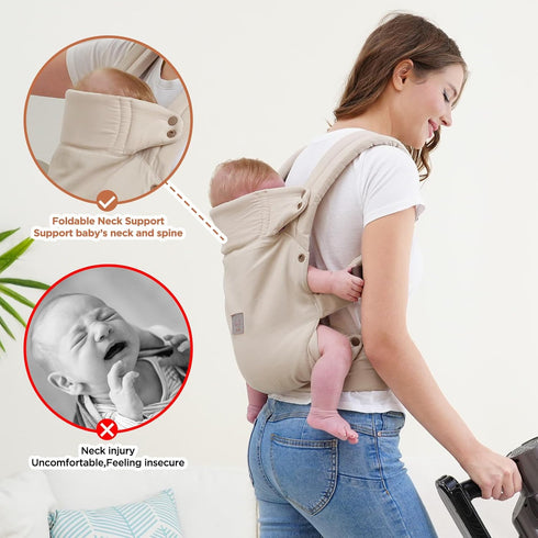 7-33lbs, 4-in-1 GAGAKU Baby Carrier, Lightweight Ergonomic Toddler Carrier for Soft Breathable Carrier with Head