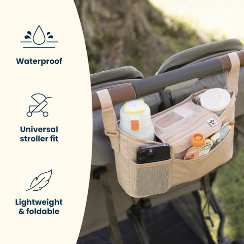 Tiny Twinkle Universal Stroller Organizer with Adjustable Strap - Waterproof Caddy Fits Baby Jogger, Nuna, Graco, Donna
