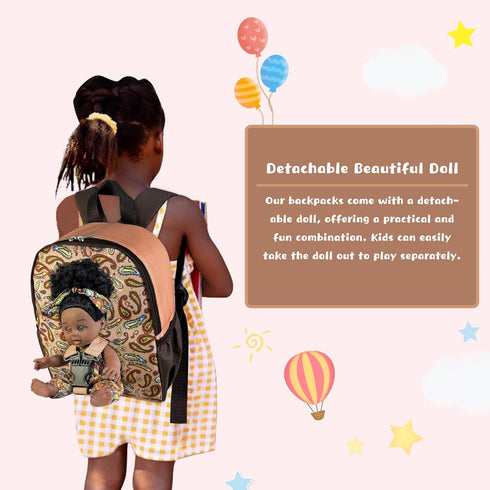 Nice2you 2 Pack Backpack 10in 2 4 5 Black Baby Doll in Take Along Carrier, American African Girl Doll for Toddlers