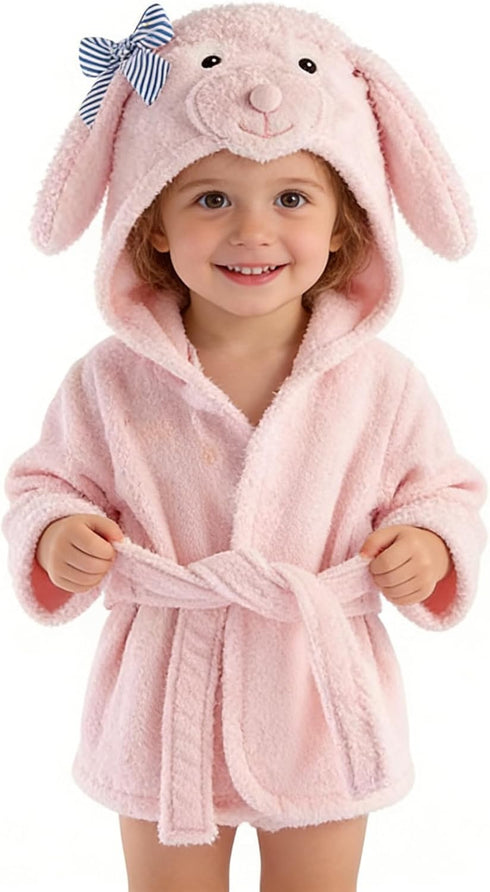 Baby Girl Bathrobes Wash Waddle Pink Dog Hooded Robe Girls Bath Robe