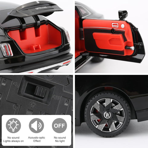 BDTCTK 1:24 Rolls Royce Spectre Model Car, Diecast Collectible Pull Back Toy Car with Sound and Light