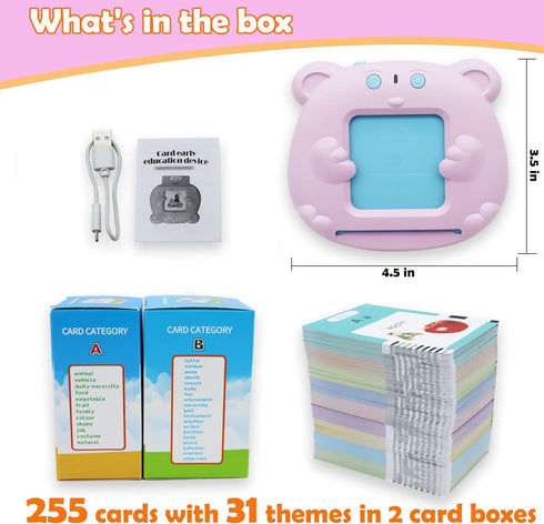510 3-8 Spanish & English Words Alphabet Bilingual Talking Flash Cards for Years Toddlers, Pocket Speech Buddy Therapy