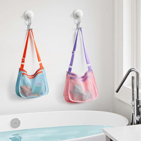 LIDAGO Set 3 3 Beach Toy Include Mesh Shovels and Beach Mesh Bags,Kids Sand Sifter Colorful Mesh Bag for Shells