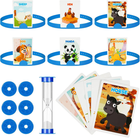Sumind Headband Game - Animal Style Fun Guessing Game Set with Headbands, Picture Cards & Scoring Coins