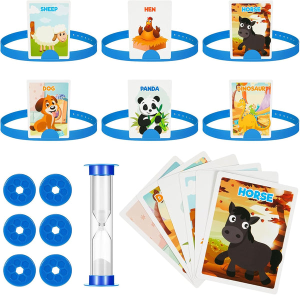 Sumind Headband Game - Animal Style Fun Guessing Game Set with Headbands, Picture Cards & Scoring Coins