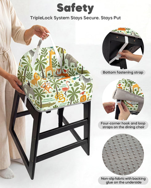 mamatepe 2-Point Baby High Chair Cover Restaurant with Strap Pads & Harness - Machine Washable, Waterproof, Portable