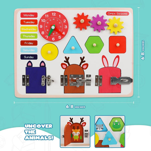 TOY Life Wooden Busy Board Montessori Toys, Activity Board Sensory Toys for Toddlers 1-3, Educational Motor Skills