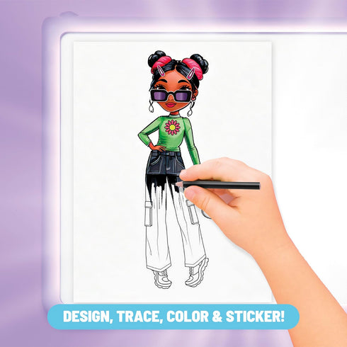 330-Piece 8+ Claires Light-Up Fashion Designer LED Tracing Tablet - Arts & Crafts Kit| Fashion Templates, Stickers