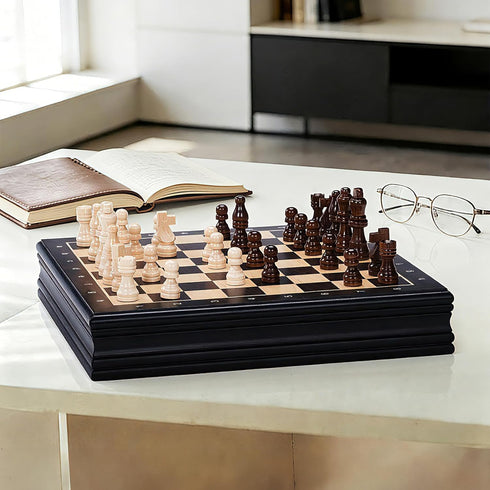 Set 12 Inch 2 1 2 Sets Peradix Magnetic Chess Classic in with Chess Pieces, Wood Board Box with Storage, Extra Queens