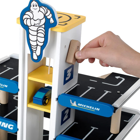 Theo Klein Michelin Car Service Mechanic Station Kids Wooden Toy Playset with 1 Play Car and Accessories