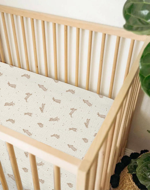 2 Pack, 24" 38", Mini Crib Sheets for Baby Boy Girl Neutral Mini Crib Mattress Sheet x Muslin Nursery Bedding Soft