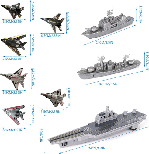 WASK Army Toys for Boys - Military Aircraft Carrier Toys Set with Battleship, Fighter Jets, Cool Toys for Girls