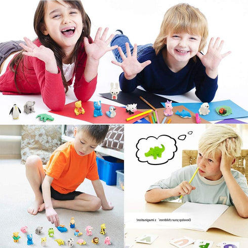 35Pcs Animal Erasers, Kids Pencil Erasers Bulk, Mini Take Apart Toys for Party Favors