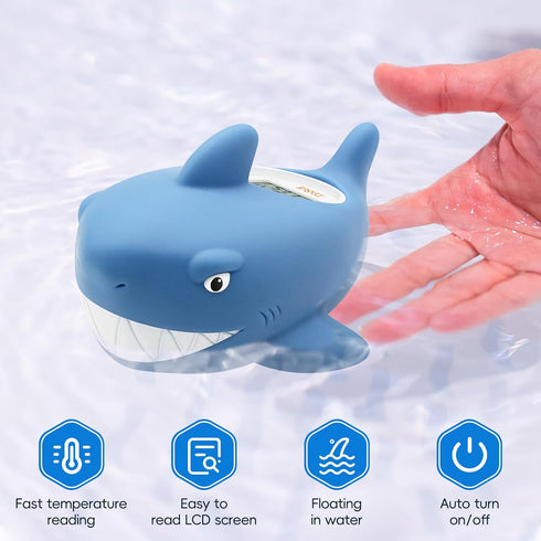 b&h Baby Bath Thermometer, Digital Toddler Thermometer for Bathtub and Room, Waterproof Shark Floats in Water