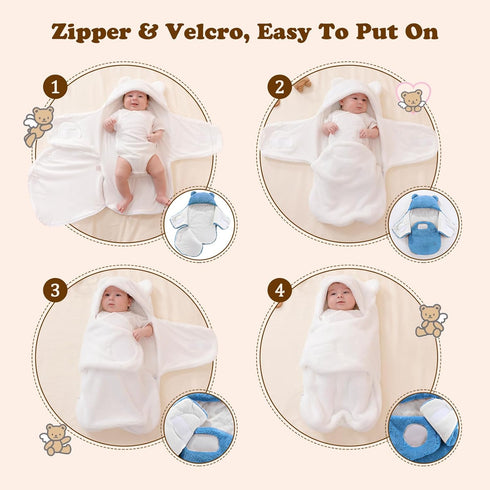 0-3 AiWMGL Baby Swaddle Blanket Boys Girls Fleece Winter Warm Adjustable Newborn Swaddling Wrap Soft Sleeping Sacks