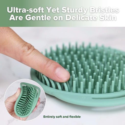 1pk-Pea haakaa Silicone Shampoo Brush - Cradle Cap Brush Comb - Baby Hair Scrubber - Baby Bath Essentials - Green