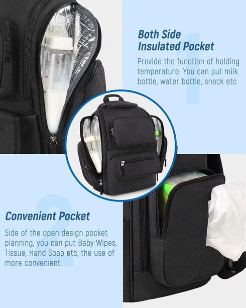 Backpack, Backpack 2 Mancro Diaper Bag Multifunctional Baby Bag with Large Capacity and Waterproof Fabric,Diaper