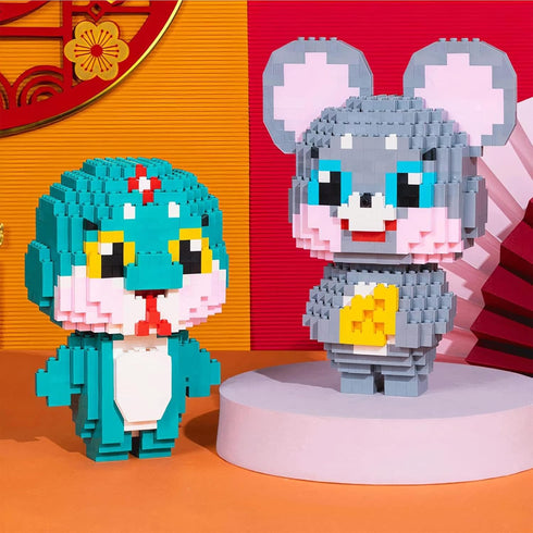 Larcele Micro Building Blocks Animal Set, DIY Mini 3D Toy Bricks, 1034 Dots KLJM-10 (Snake)