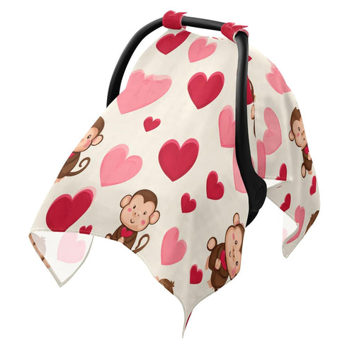 Mazeann Monkey Cute Heart Car Seat Cover Baby Breathable Soft Infant Carseat Covers