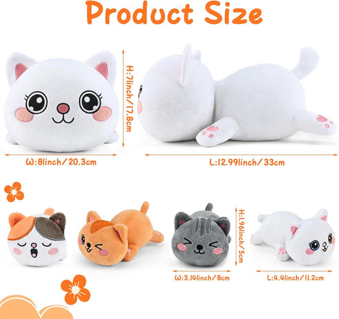KMUYSL Cat Stuffed Animals Toy for Kids Ages 3-8, Mommy Cat with 4 Baby Kitties, Ideal Xmas Birthday Gifts