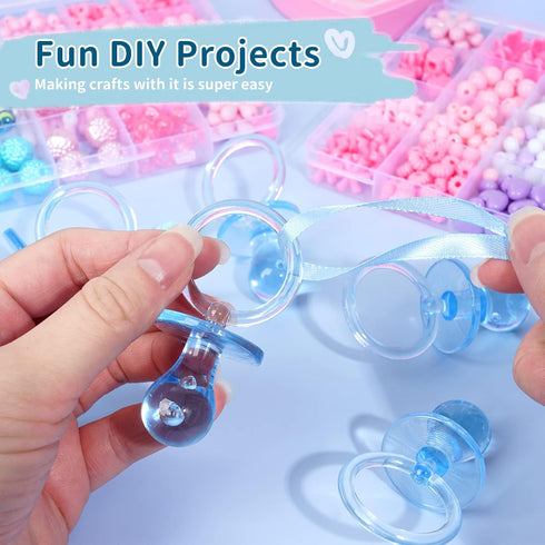 Pacifiers for Baby Shower Game, 36 Plastic Pacifiers for Decoration DIY, Large Size Baby Shower Props (Blue, 2.75 in)