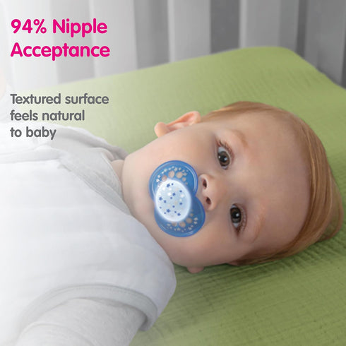 MAM 4-Pack, 6+M Original + Night Unisex & Boy Silicone Pacifiers, Glows in The Dark
