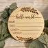 ZAAWUUT 3.9-Inch Wooden Name Announcement Sign,Small Hello World Newborn Birth Announcement Sign,Photography Props