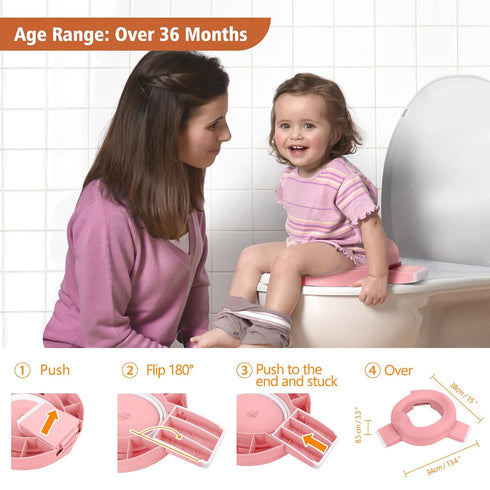 MCGMITT Portable Potty Seat for Kids Travel - Foldable Training Toilet Chair for Toddler Girls with Storage Bags
