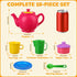 FLORMOON Set, 18-Piece Set 6 Toy Tea Pretend Play with Colors - Includes Teapot, Cups, Saucers, Sugar Jar | Durable