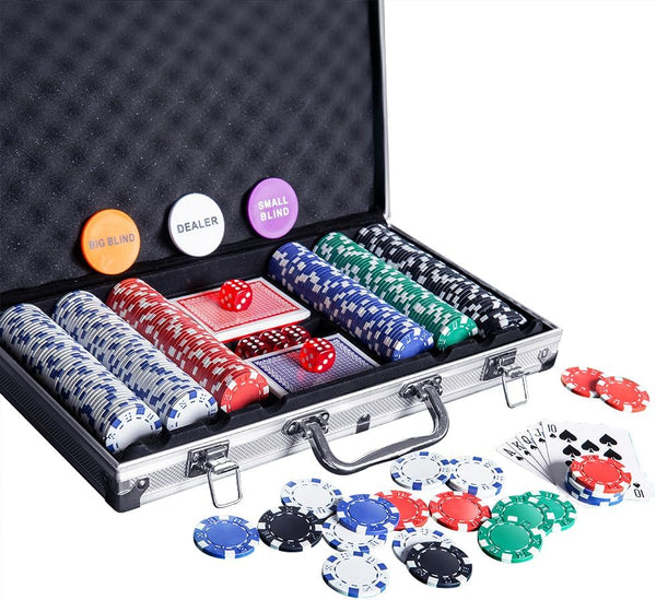 Poker Chip Set - 300PCS 11.5 Gram Chips with Aluminum Case for Texas Holdem and Blackjack
