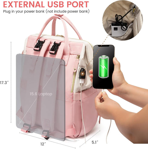 Backpack, Backpack LOVEVOOK Diaper Bag Baby Bag with Changing Station, Large Diaper for Moms Dads, Waterproof Leather