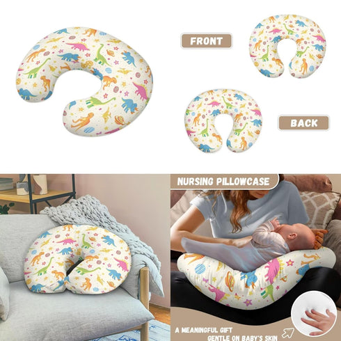 Sarogrorin Pastel Dinosaur Bed Sleeping Nest Cover Colorful Baby Lounger Covers Nursing Pillow Cover for Baby Boy Girl
