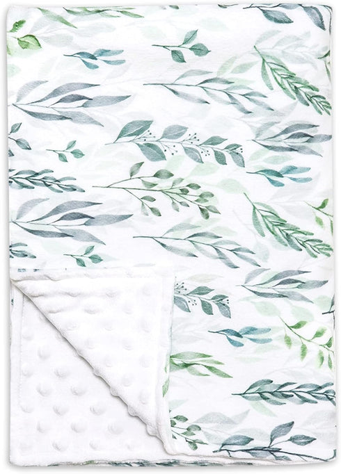 Baby Blanket Green Leaf, Soft Warm Plush Dot Security Blanket for Girl and Boy, Toddler Infant Crib Blanket Unisex