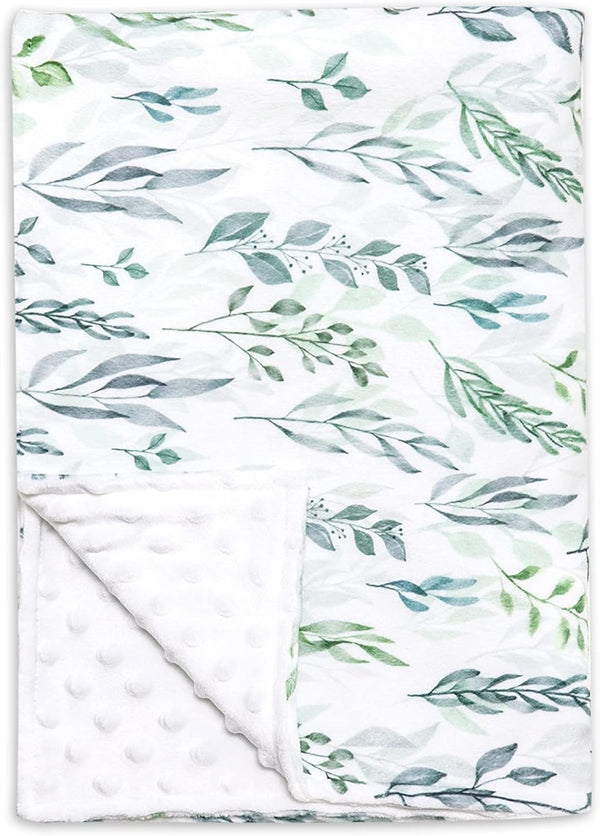 Baby Blanket Green Leaf, Soft Warm Plush Dot Security Blanket for Girl and Boy, Toddler Infant Crib Blanket Unisex