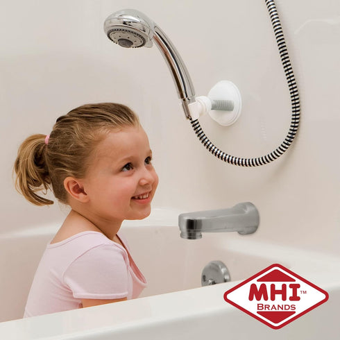 Safe-er-Grip Portable Shower Arm for Secure Bathing White with Gray Accents