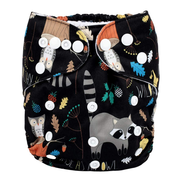 Sigzagor Baby Pocket Diaper Nappy Reusable Washable 8lbs to 36lbs (Racoon)