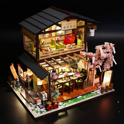 DIY Miniature Dollhouse Kit - Tiny House with Furniture, 1:24 Scale Japanese Style Shop