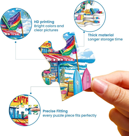 najiaxiaowu 500 Summer 500 20.5 15 Piece Puzzles for Adults,Beach Surf Shack Puzzle,Recycled Cardboard Jigsaw Puzzles