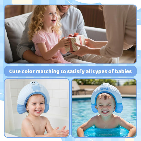 NCXFTP Baby Hair Washing Shield, Bath Visor for Toddlers and Baby Shower Cap, Toddler Hair Washing Shield with Blue