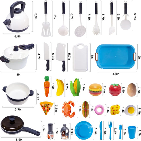 Set,Kitchen Girls(72 Kids Kitchen Toy Cookware with Play Food Toy Play Accessories with Pots and Pans,Cutting Food Toy