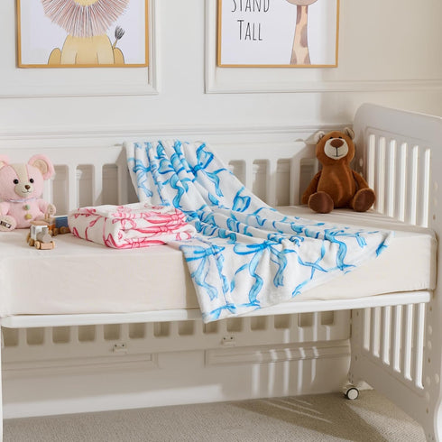 Yagle Mate Decor,30x40in Blue Bow Baby Blankets for Boys-Soft Cute Fleece Baby Blanket-Fluffy Infant Newborn Toddler