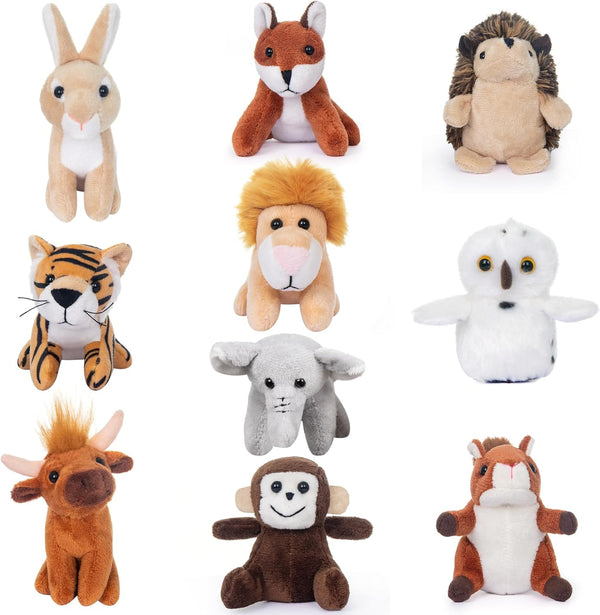 My OLi 10 Pack Plush Wild Animals Toys - 3.5 Inch Jungle