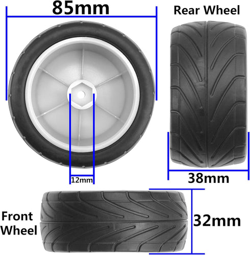 4Pack ShareGoo RC 85mm/3.34" Rubber Tires Front Rear Tyres for Redcat HPI HSP Kyosho 1/10 RC Buggy
