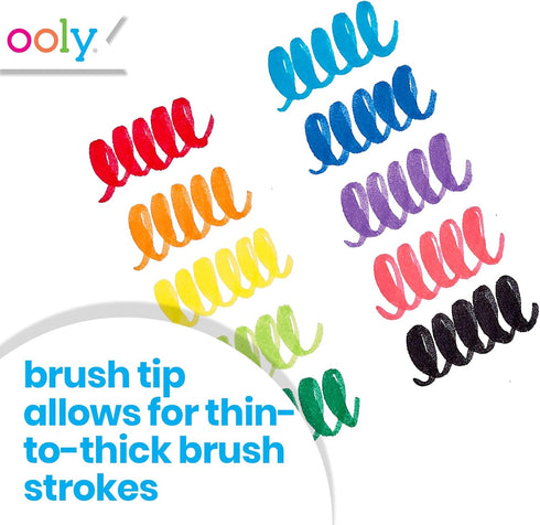 Ooly Thick Washable Markers with Jumbo Grip, Big Bright Brush Tip for Toddlers and Kids