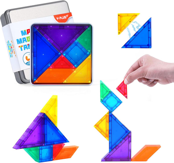 YPLUS Mini Magnetic Tiles Travel Magnetic Blocks Building Toys, 700 Shapes 3D