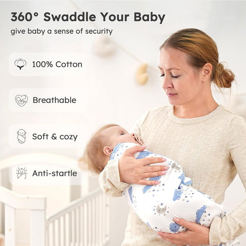 100% 0-3 3 Pack Yoofoss Baby Swaddles for Newborns Cotton, Adjustable Swaddle Months Newborn Swaddle Sack, Breathable