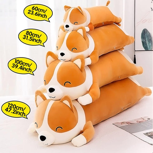 Shiba Inu Plush Pillow Stuffed Animal Dog, Cute Corgi Akita Soft Plush Toy, Comfort Cushion for Girls & Boys