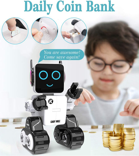 5-7, 8-12 Robot Toys for Kids Intelligent Interactive Remote Control Robot Toy with Built-in Piggy Bank Educational