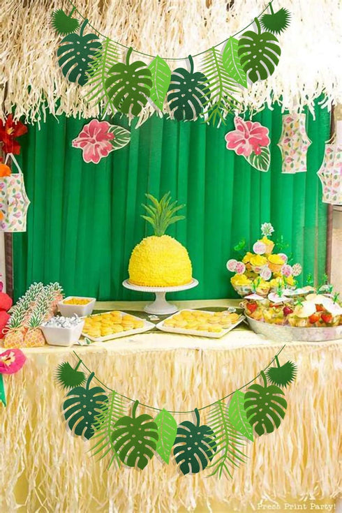 Tropical Leaf Banner, Hawaii Luau Party Leaves Garland, Summer Beach Theme Wedding Birthday Party Decor (2)